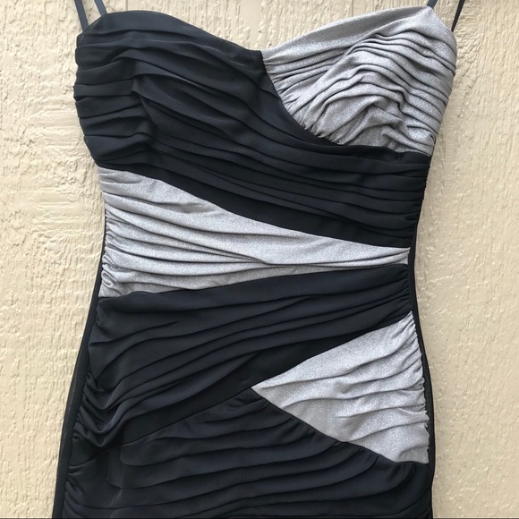 LOVE Tease Silver Black Strapless Evening Dress 3 - Picture 4 of 8
